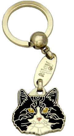 Gatto delle foreste norvegesi bianco e nero - Medagliette per gatti, medagliette per gatti incise, medaglietta, incese medagliette per gatti online, personalizzate medagliette, medaglietta, portachiavi